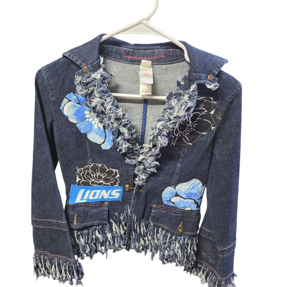 Upcycled Blue Fringed Jean Jacket